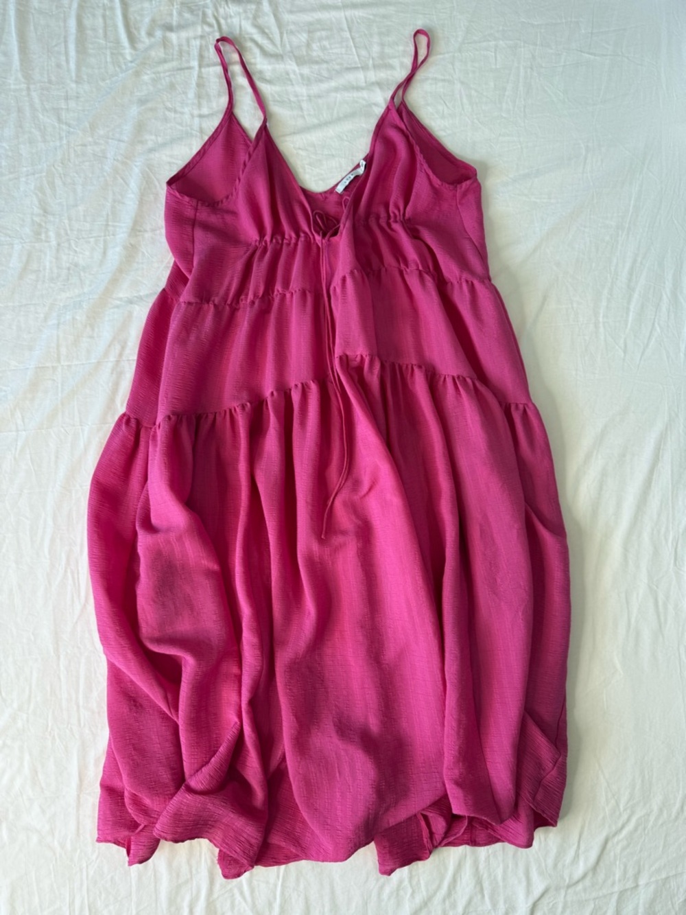 Lush Pink Tiered Ruffle Spaghetti Strap Maxi Dress Cover Up Sz M Beach Vacation